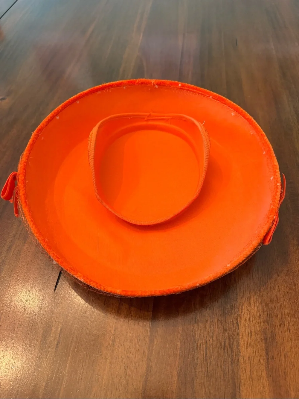 Vintage 1950s Vibrant Orange Linen Saucer Plateau Hat with Hatbox